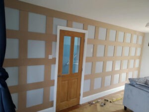 Grid panelling prepped and primed, ready for paint
